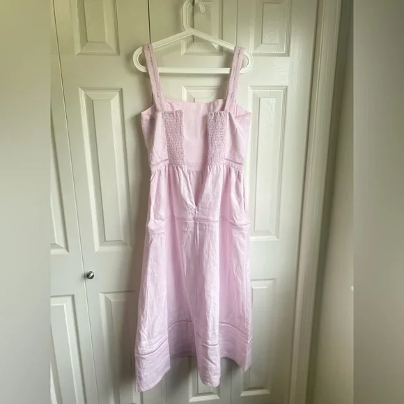 New Reformation Everett Midi Linen Sleeveless Dress - Size 6 Cherry Blossom Pink - Picture 8 of 12